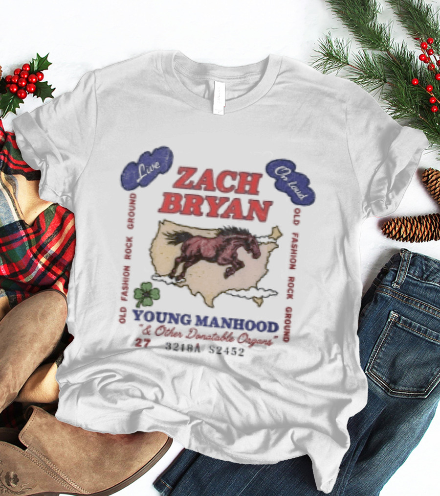 Zach Bryan Young Manhood Tour 2023 USA Map And Horses T-Shirt
