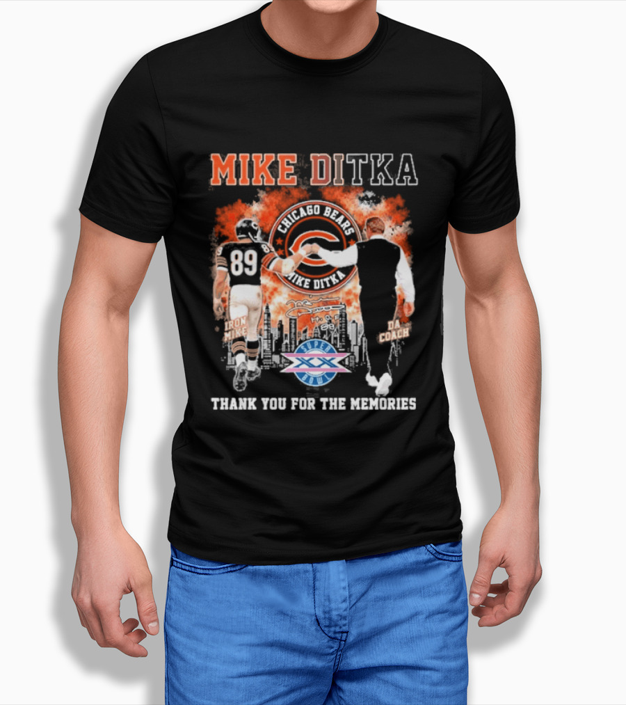Mike Ditka Iron Mike Da Coach Super Bowl Fist Bump Thank You For The Memories T-Shirt