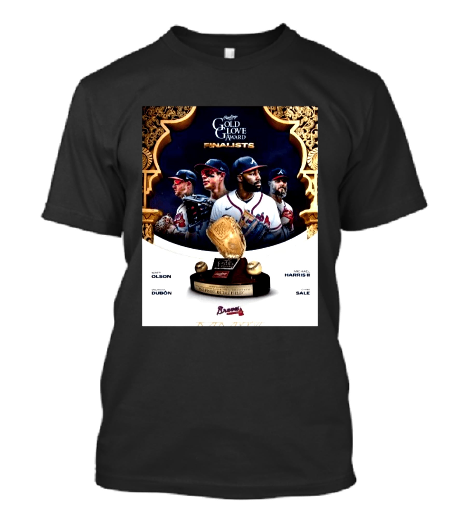 Rawlings Gold Glove Award Finalists Chris Sale Matt Olson Michael Harris II Mauricio Dubón Featuring Braves T-Shirt