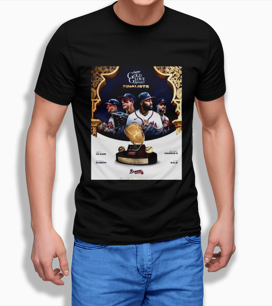 Rawlings Gold Glove Award Finalists Chris Sale Matt Olson Michael Harris II Mauricio Dubón Featuring Braves T-Shirt