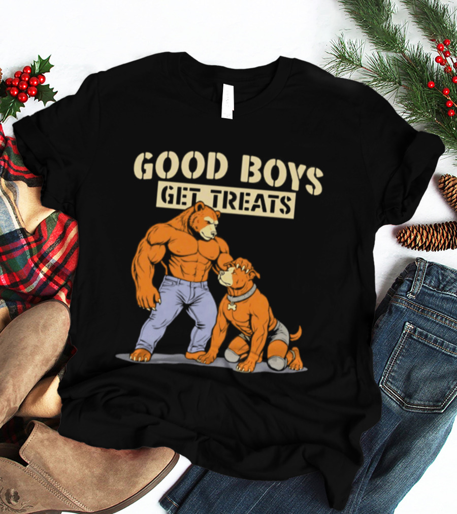 Good Boys Get Treats Pitbull Bear T-Shirt