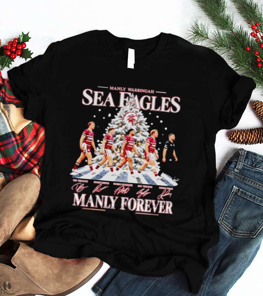 Manly Warringah Sea Eagles Manly Forever Christmas 2026 Players Signatures T-Shirt