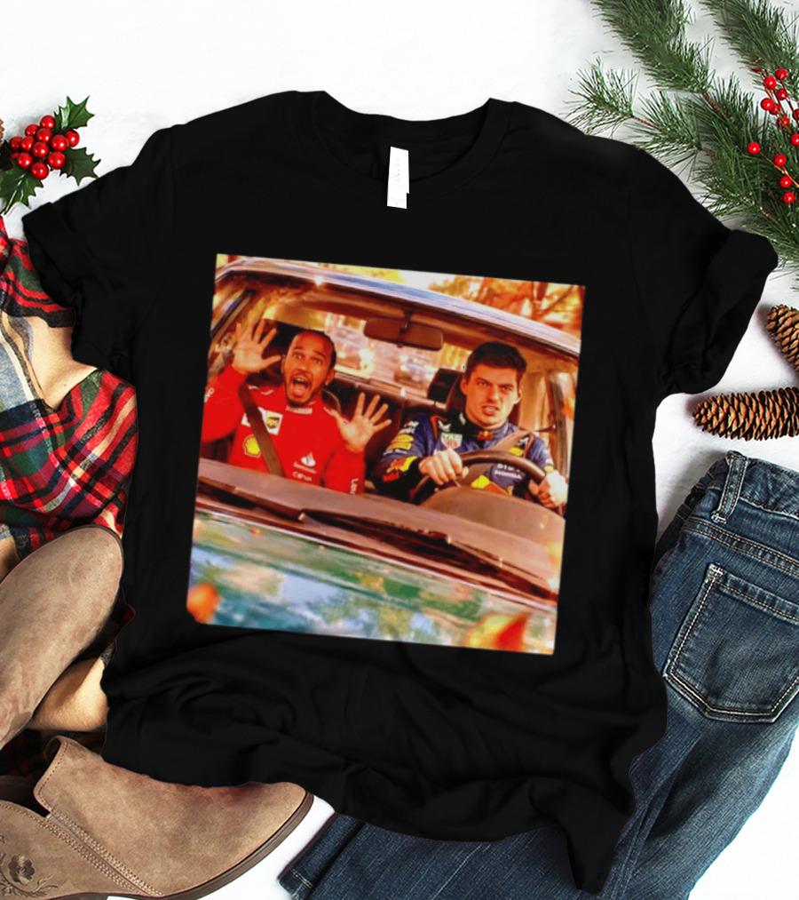 Max Verstappen Racing Scared Lewis Hamilton Passenger Scene T-Shirt