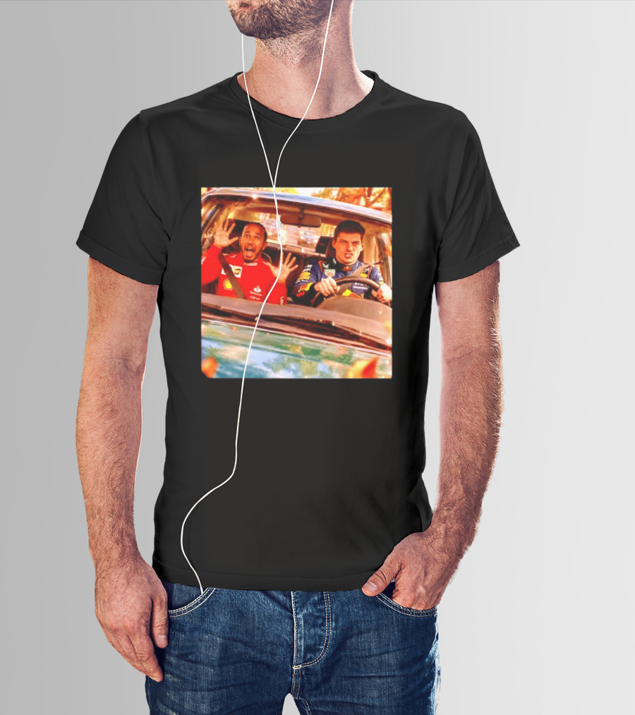 Max Verstappen Racing Scared Lewis Hamilton Passenger Scene T-Shirt