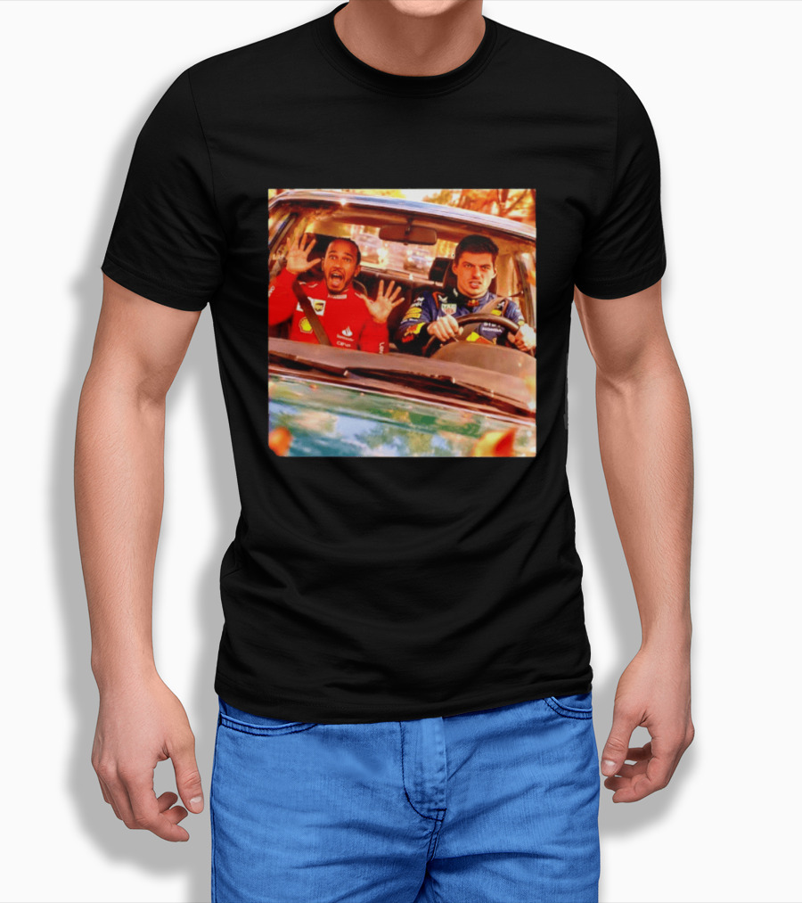 Max Verstappen Racing Scared Lewis Hamilton Passenger Scene T-Shirt