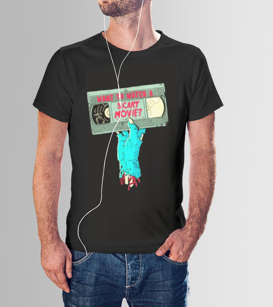 Want To A Scary Movie VHS Horror Hand T-Shirt