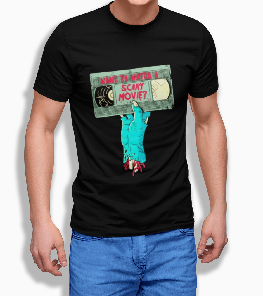 Want To A Scary Movie VHS Horror Hand T-Shirt
