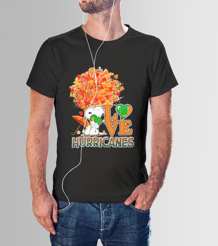 Snoopy X Miami Hurricanes NCAA Football Love Thanksgiving 2026 Autumn Tree T-Shirt