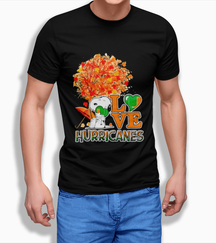 Snoopy X Miami Hurricanes NCAA Football Love Thanksgiving 2026 Autumn Tree T-Shirt