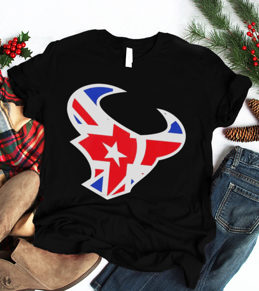 Texans British Flag Bullhead Symbol UK Team Profile T-Shirt