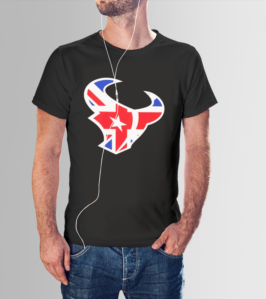 Texans British Flag Bullhead Symbol UK Team Profile T-Shirt