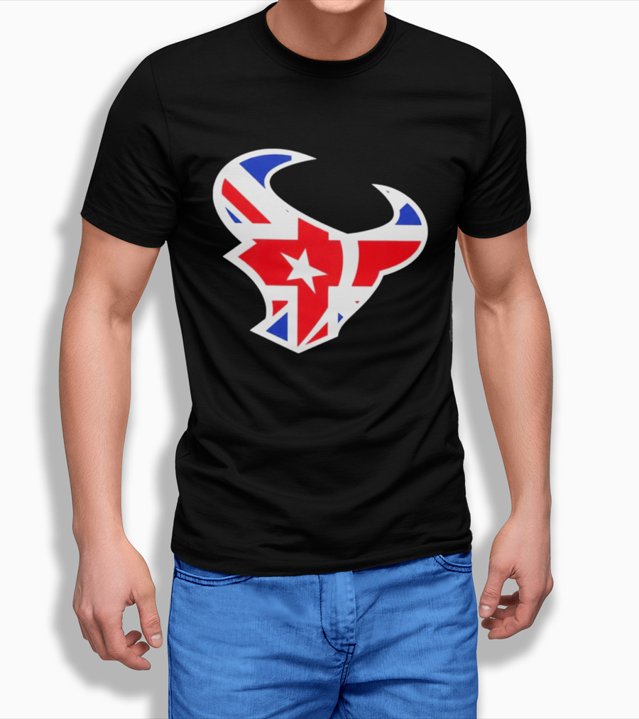 Texans British Flag Bullhead Symbol UK Team Profile T-Shirt
