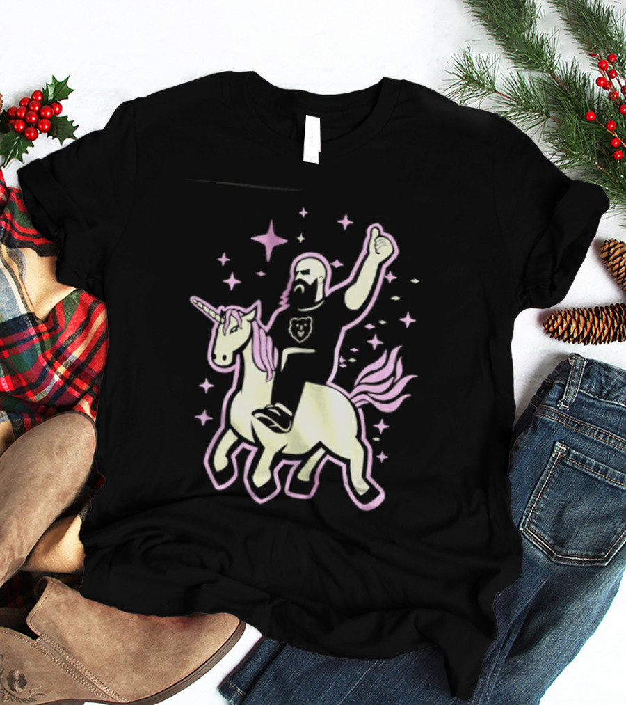 Mythic Unicorn Wrangler Bearded Man Riding Magic T-Shirt
