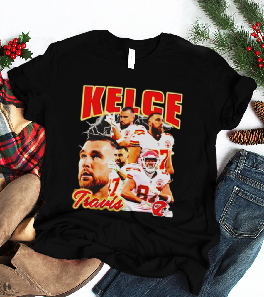 Travis Kelce Kansas City Chiefs Football 90s Bootleg Retro Style Chiefs Football Kelce 87 T-Shirt
