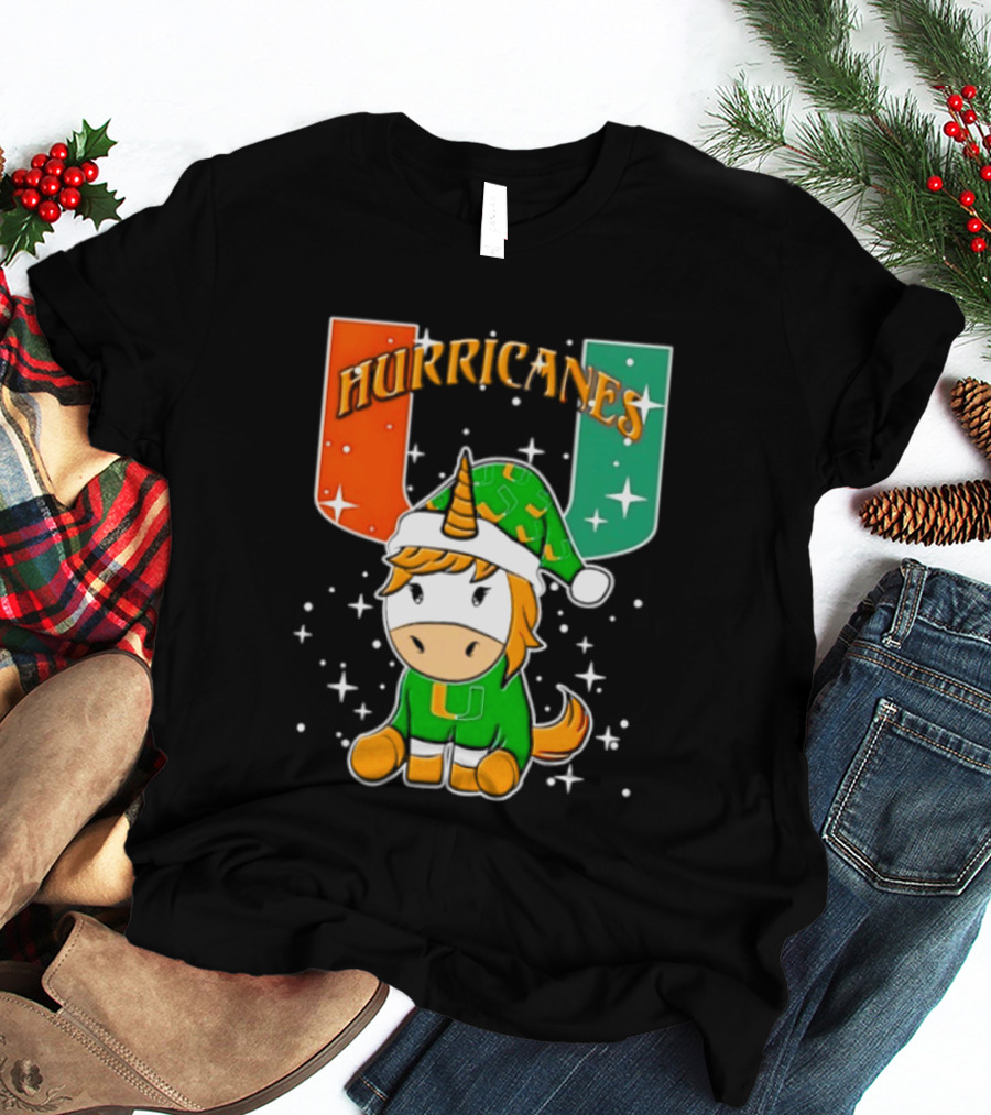 Unicorn Miami Hurricanes NCAA Christmas 2026 T-Shirt