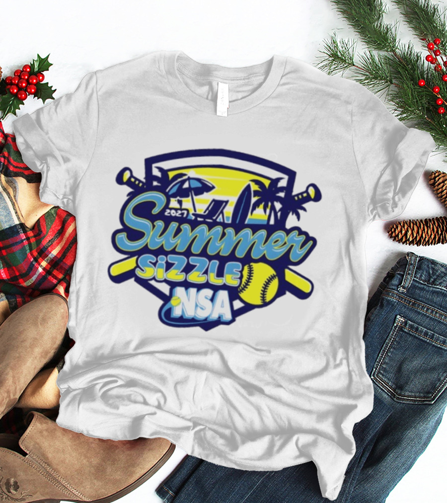 2027 Summer Sizzle NSA Fastpitch Softball Tournament Palms Beach Scene T-Shirt