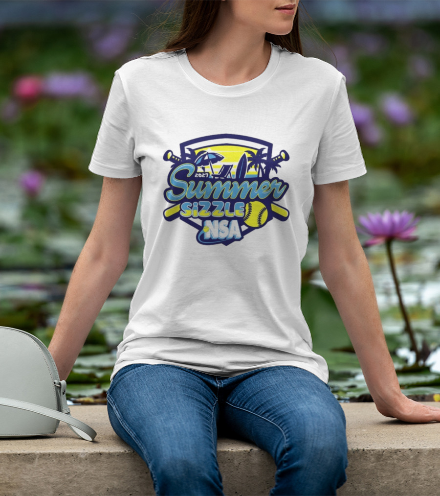 2027 Summer Sizzle NSA Fastpitch Softball Tournament Palms Beach Scene T-Shirt