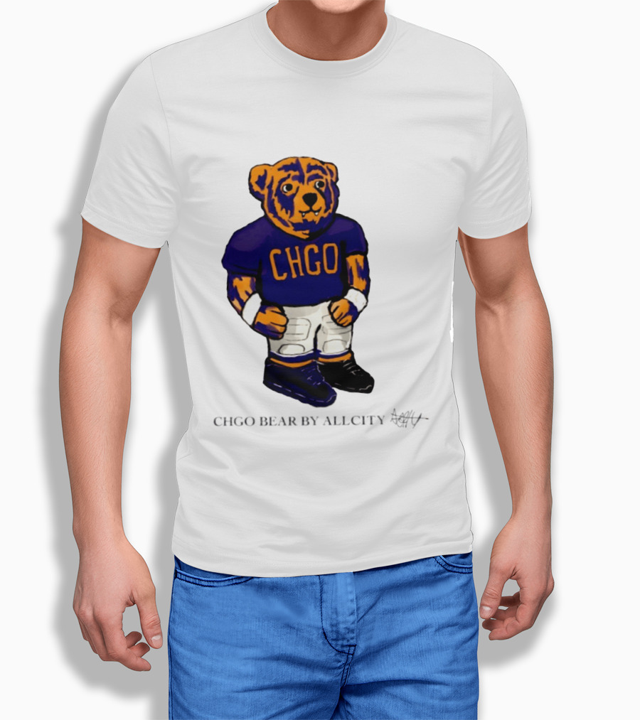 Chicago Bears CHGO Bear By AllCity Football Collaboration T-Shirt
