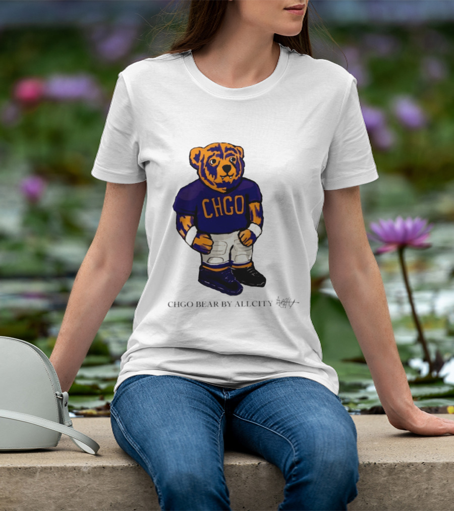 Chicago Bears CHGO Bear By AllCity Football Collaboration T-Shirt