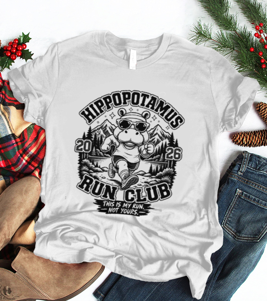 Hippopotamus Run Club 2026 Marathon Adventure T-Shirt