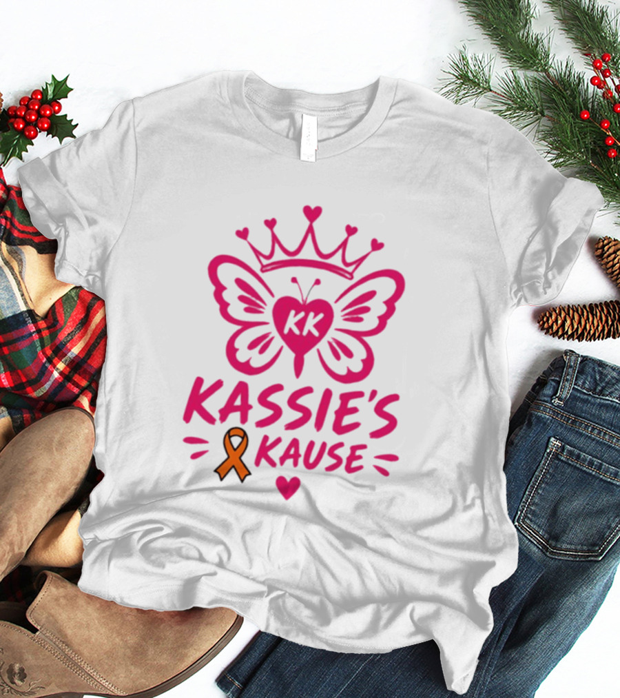 Kassie's Kause KK Butterfly Crown Orange Awareness Ribbon T-Shirt