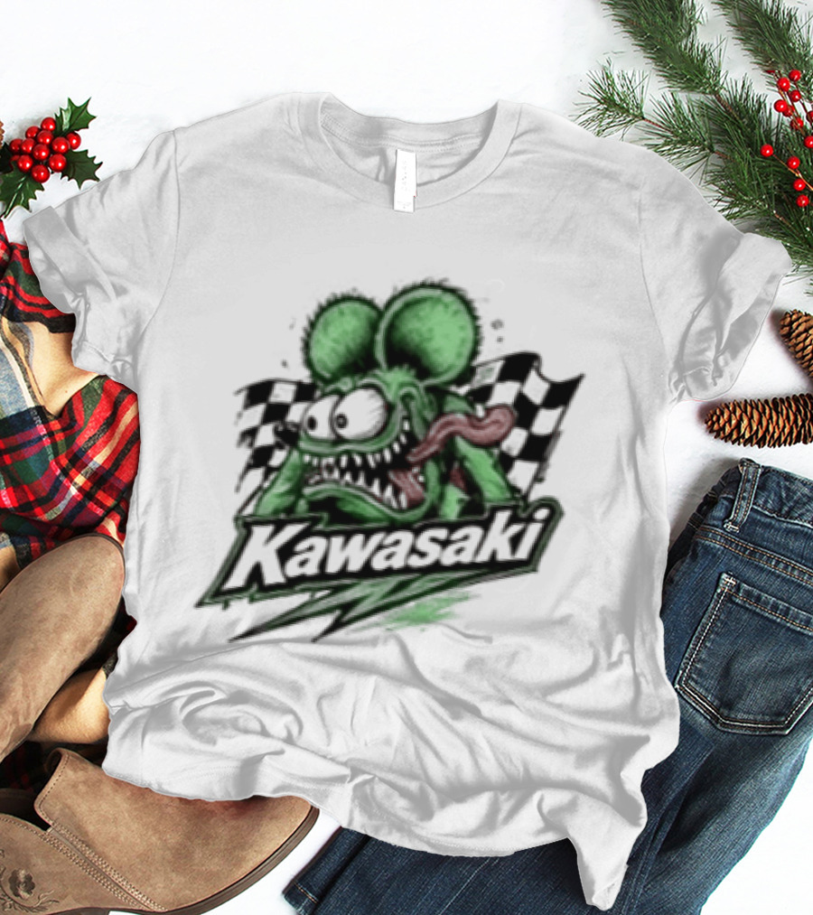 Kawasaki Racing Rat Fink Ninja For Sport Bike Enthusiasts T-Shirt