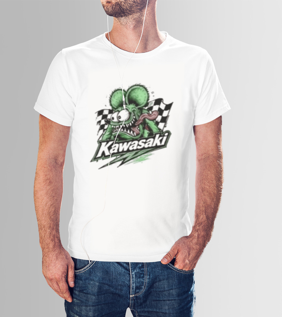 Kawasaki Racing Rat Fink Ninja For Sport Bike Enthusiasts T-Shirt