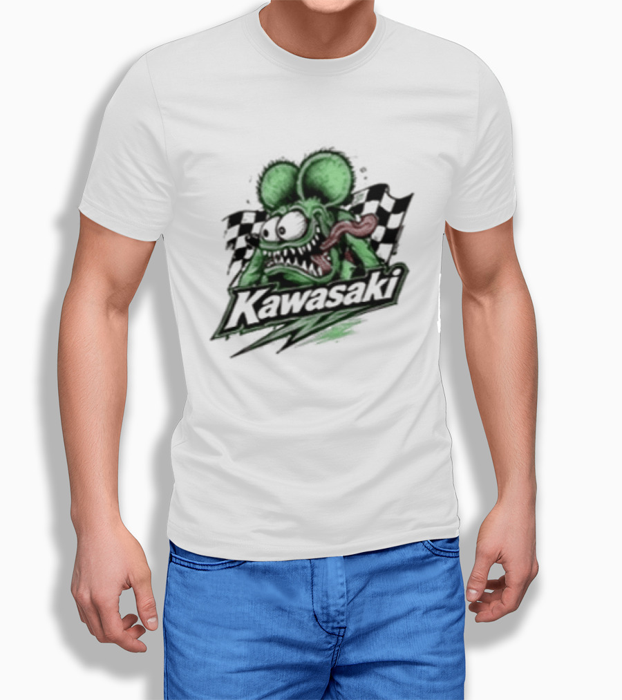 Kawasaki Racing Rat Fink Ninja For Sport Bike Enthusiasts T-Shirt