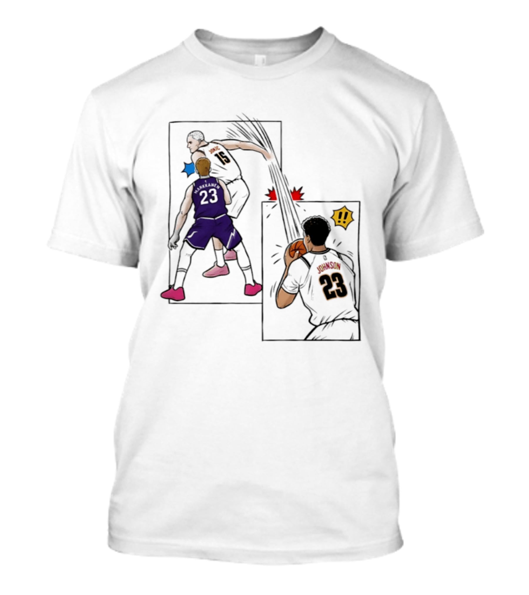 Nikola Jokic Denver Nuggets NBA Comic Swanson 23 Basketball Action T-Shirt