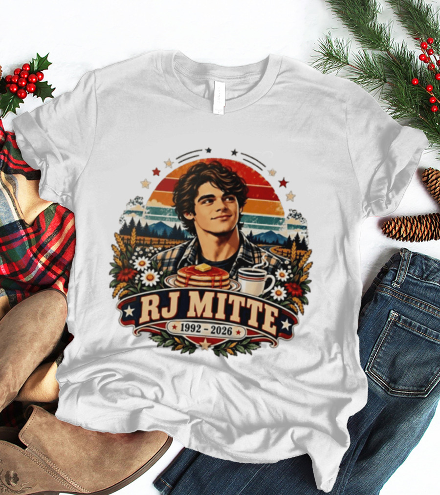 RJ Mitte 1992 2026 Pancakes And Coffee Retro Nature Scene T-Shirt