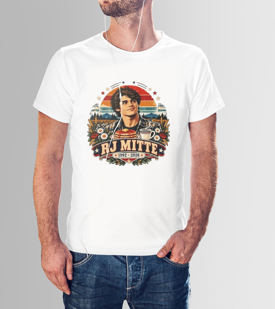 RJ Mitte 1992 2026 Pancakes And Coffee Retro Nature Scene T-Shirt