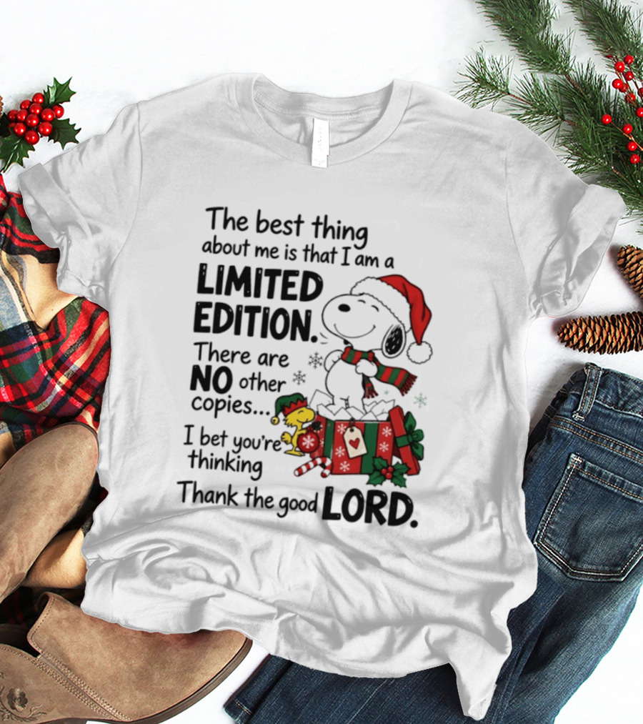 Snoopy Christmas Limited Edition Thank The Good Lord T-Shirt