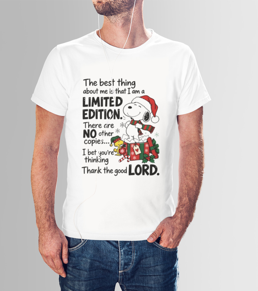Snoopy Christmas Limited Edition Thank The Good Lord T-Shirt