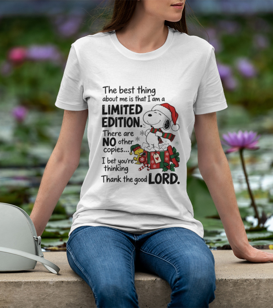 Snoopy Christmas Limited Edition Thank The Good Lord T-Shirt