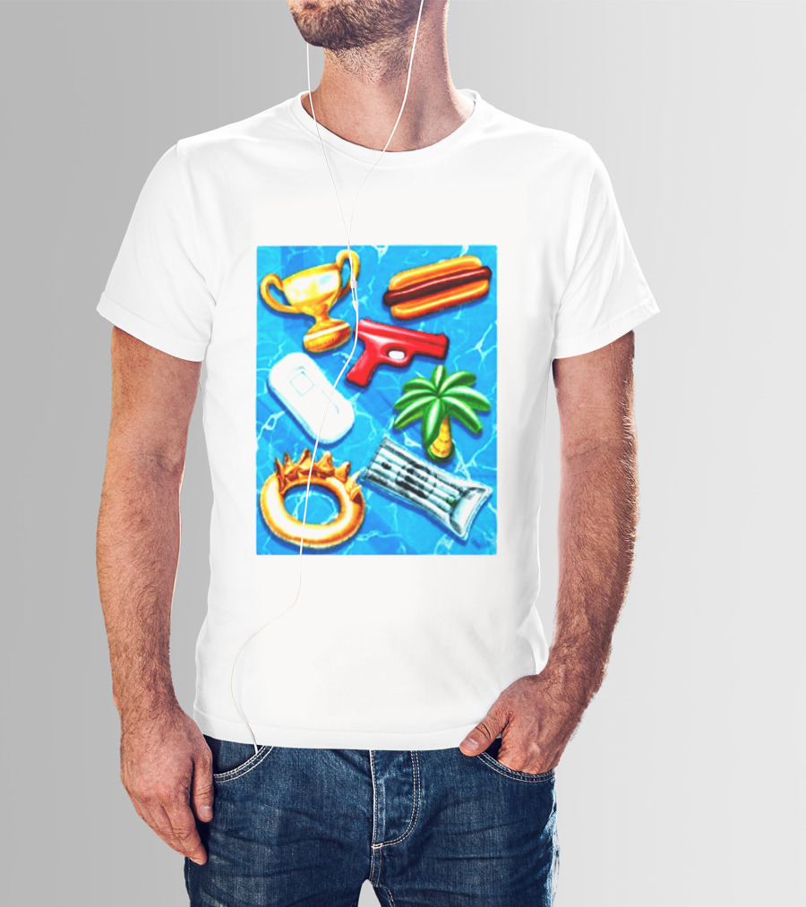 The Wynwood Walls Shop Store Leon Keer Trophy Hotdog Palm Gun Newspaper Seven Sins T-Shirt
