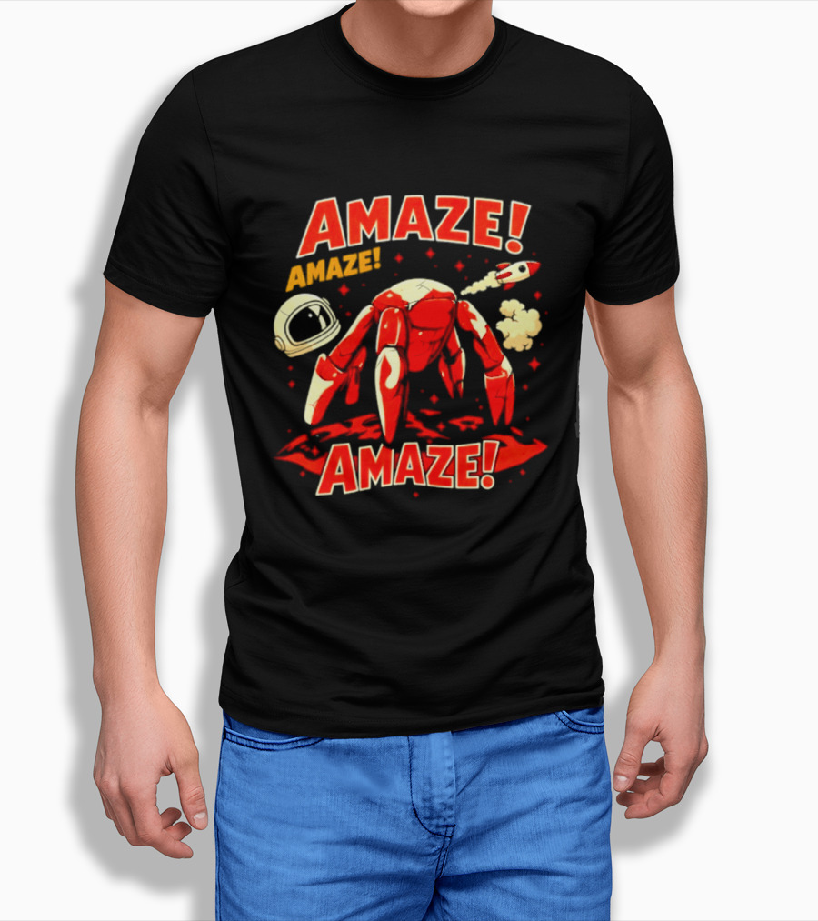 Amaze Amaze Amaze Space Crab Astronaut Rocket Helmet T-Shirt