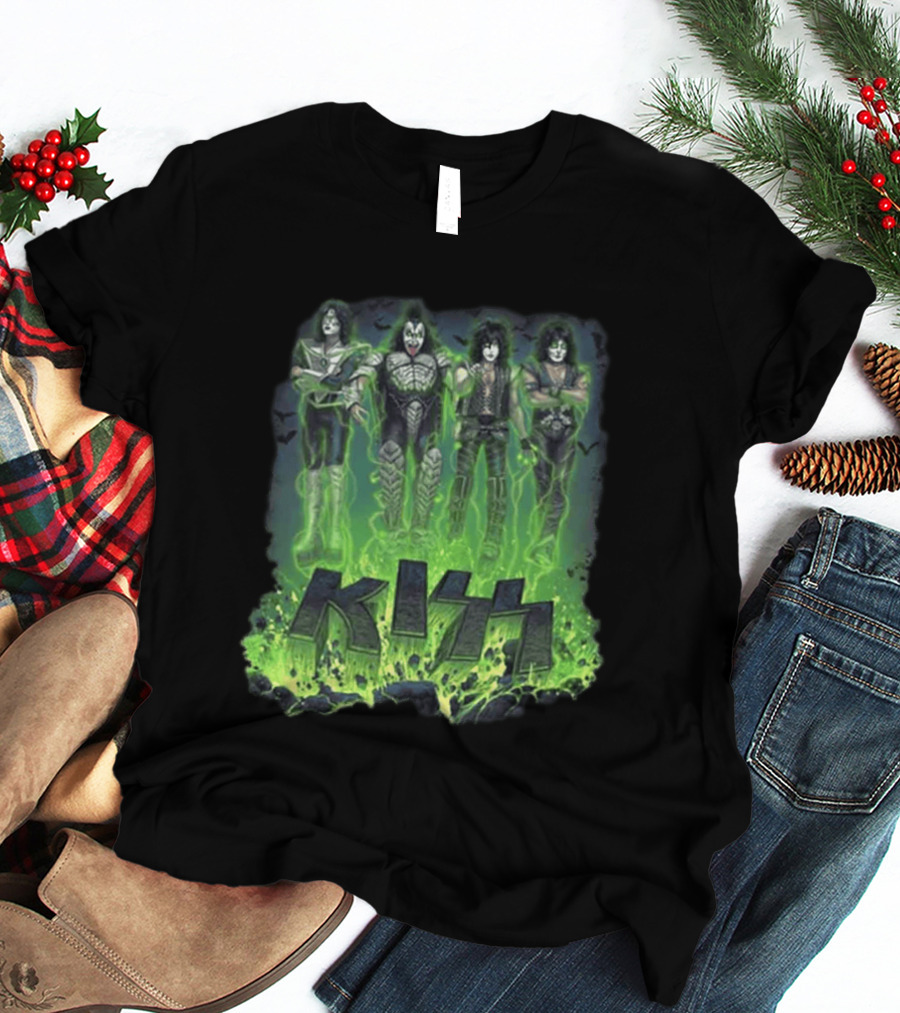 Kiss 2026 Limited Edition Halloween Bats Conjuring Green T-Shirt