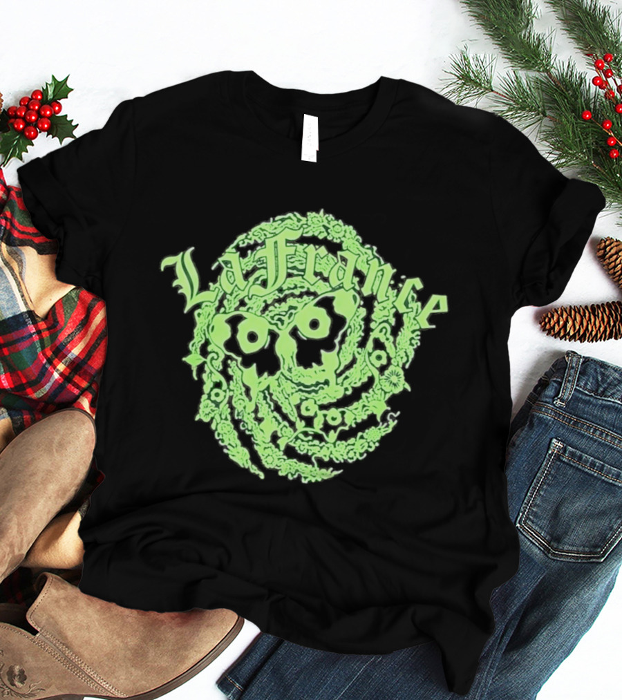 La France Green Skull Floral T-Shirt