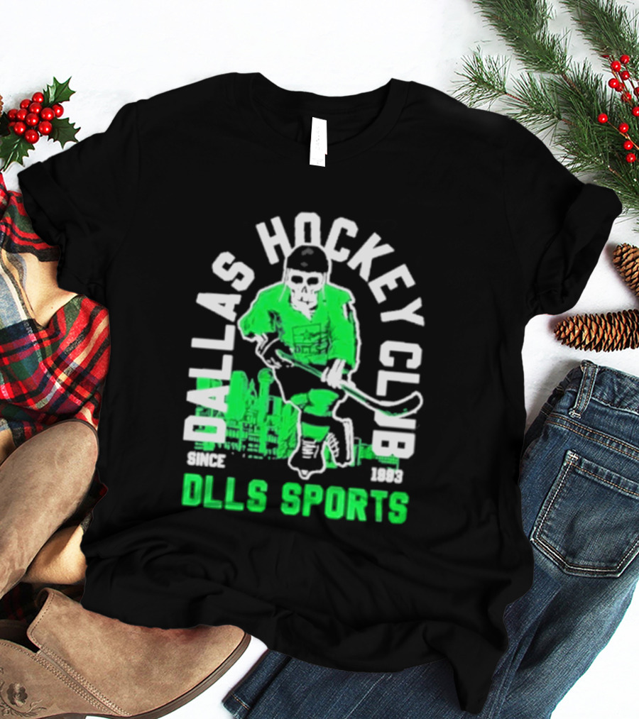 Dallas Hockey Club Since 1993 Dlls Sports Green Hockey Player T-Shirt