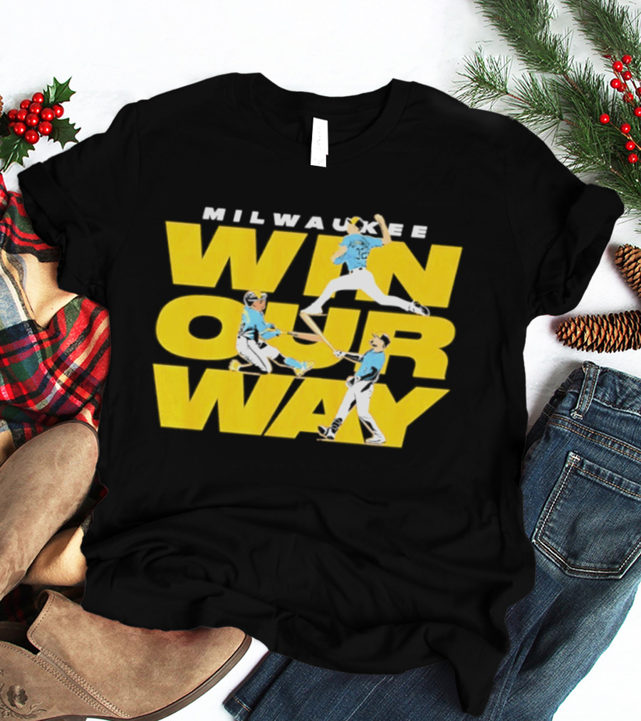 Milwaukee Win Our Way Baseball Stack T-Shirt