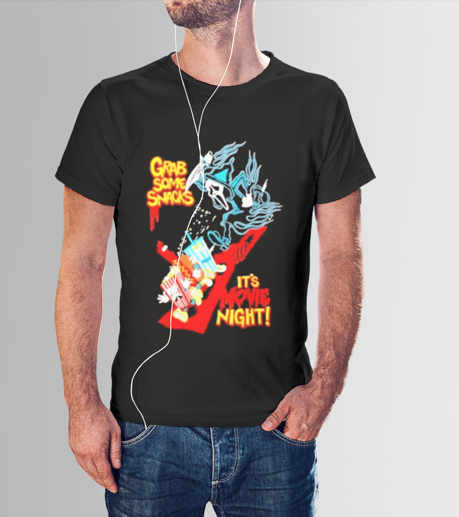 Grab Some Snacks Ghostface It's Movie Night Scream Halloween 2026 T-Shirt