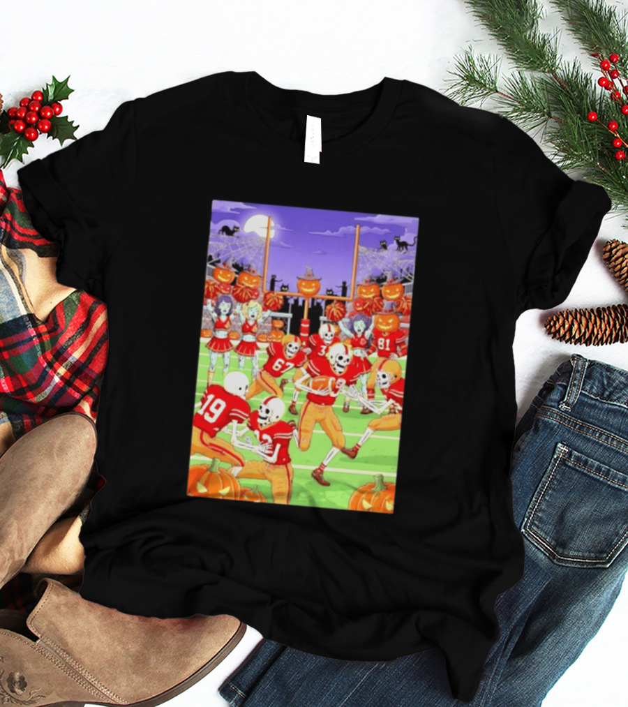 San Francisco 49ers Skeleton Zombie Halloween Football 2026 T-Shirt