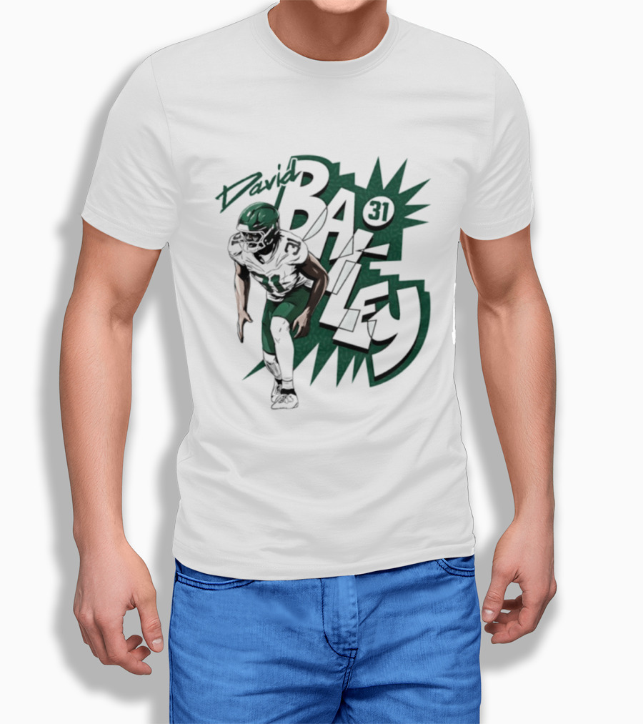 David Bailey 31 New York Jets Football Player Comic T-Shirt