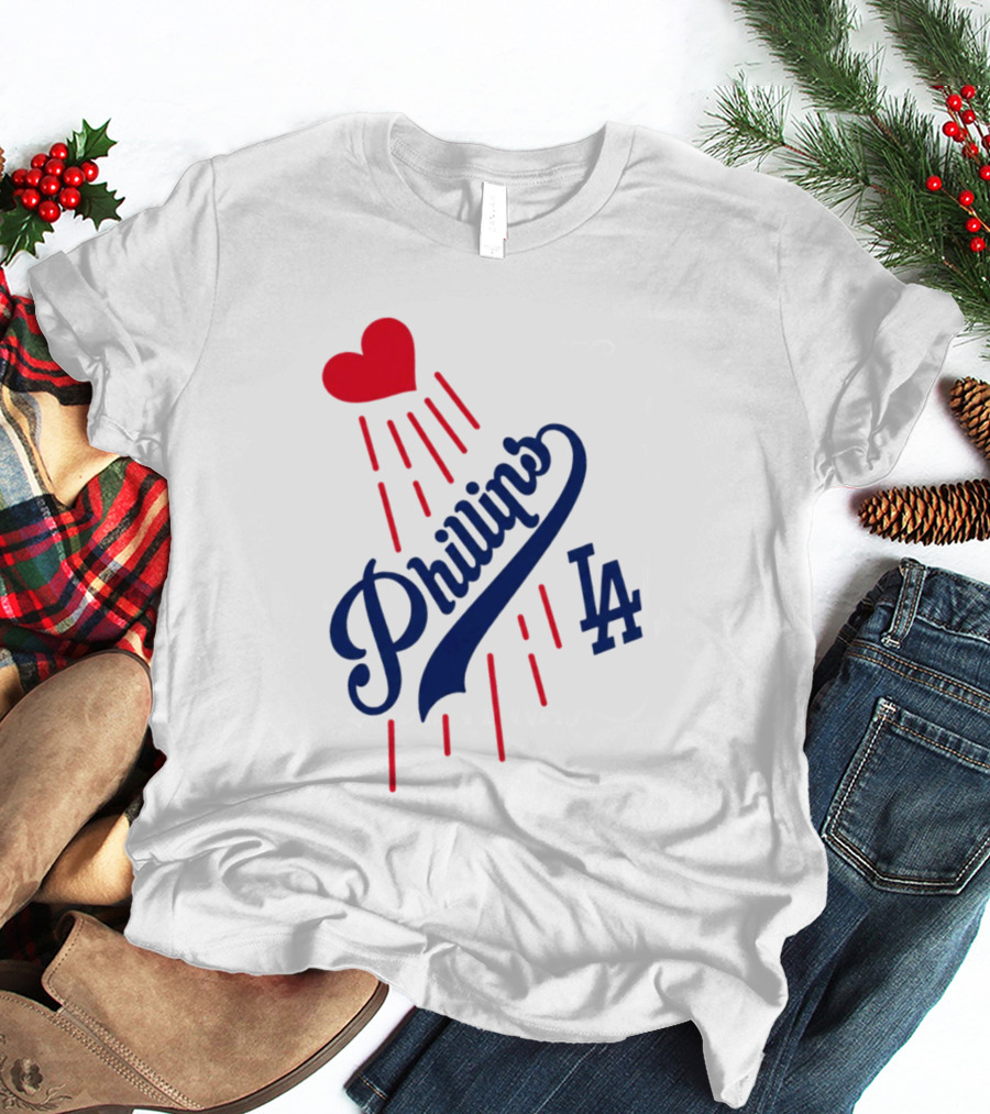 Phillies LA Love Heart Dodgers 14 T-Shirt
