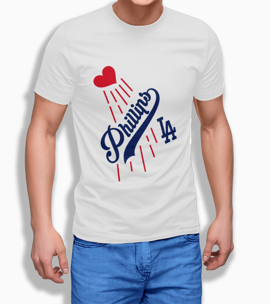 Phillies LA Love Heart Dodgers 14 T-Shirt