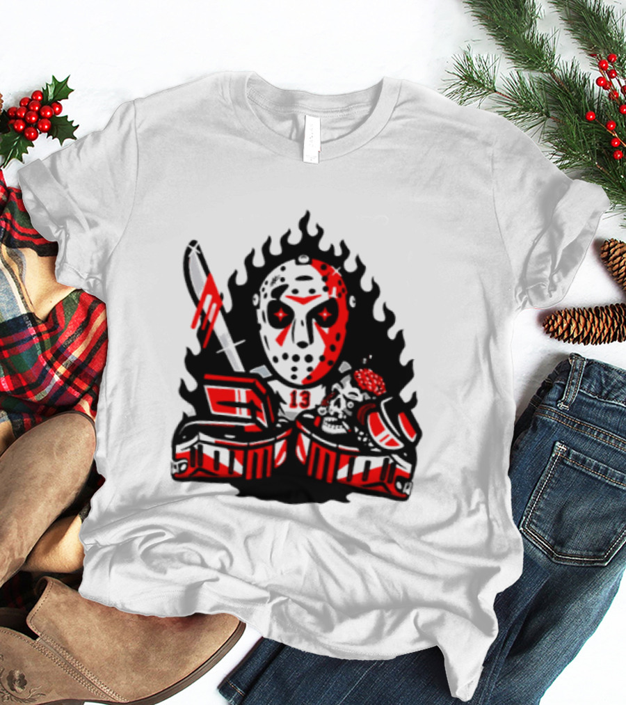 Jason Voorhees 13 Hockey Mask Friday The 13th Sports Horror T-Shirt