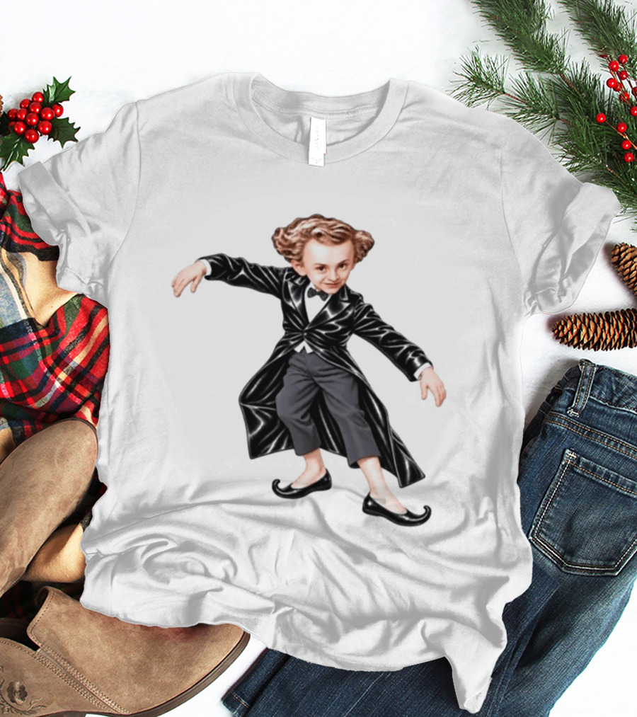 Tiptoeing Boy Black Coat Bow Tie T-Shirt
