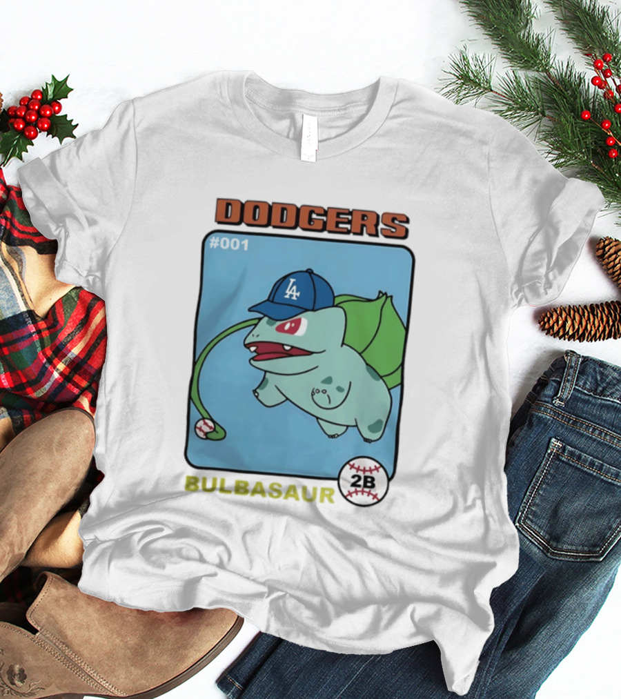 Dodgers Bulbasaur LA Baseball Anime Cartoon 2B T-Shirt