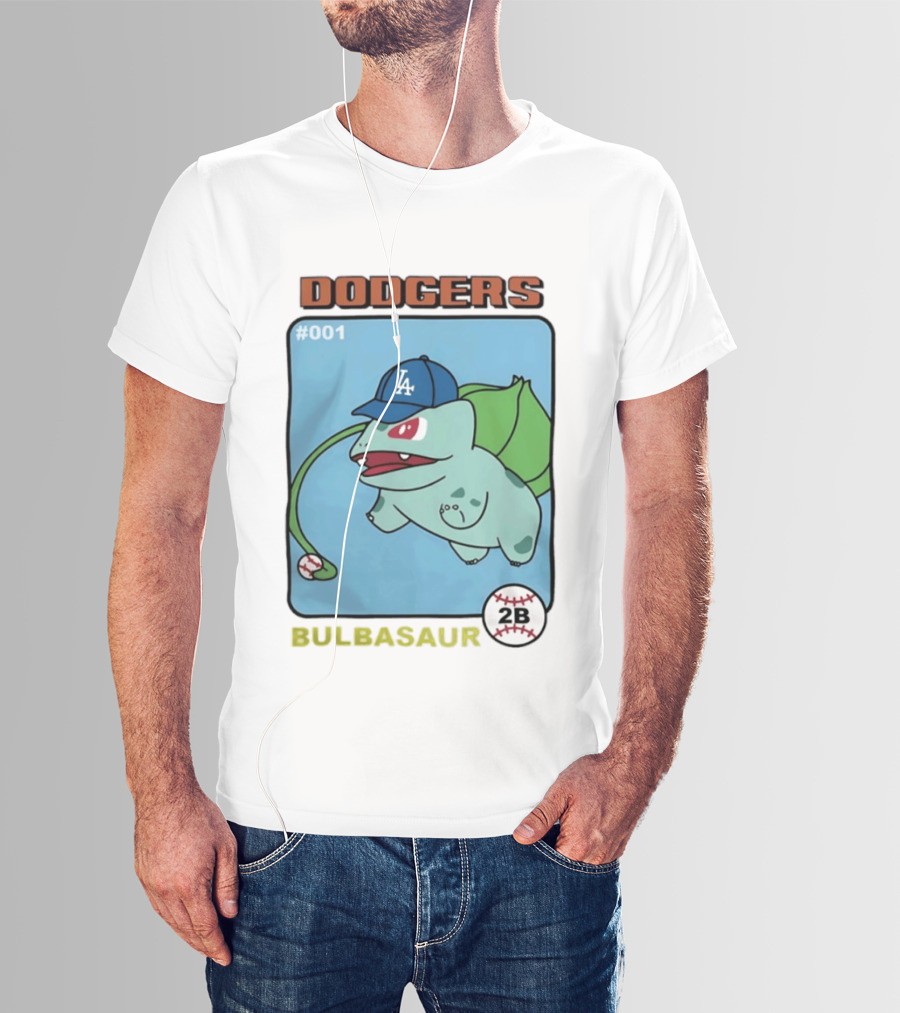 Dodgers Bulbasaur LA Baseball Anime Cartoon 2B T-Shirt