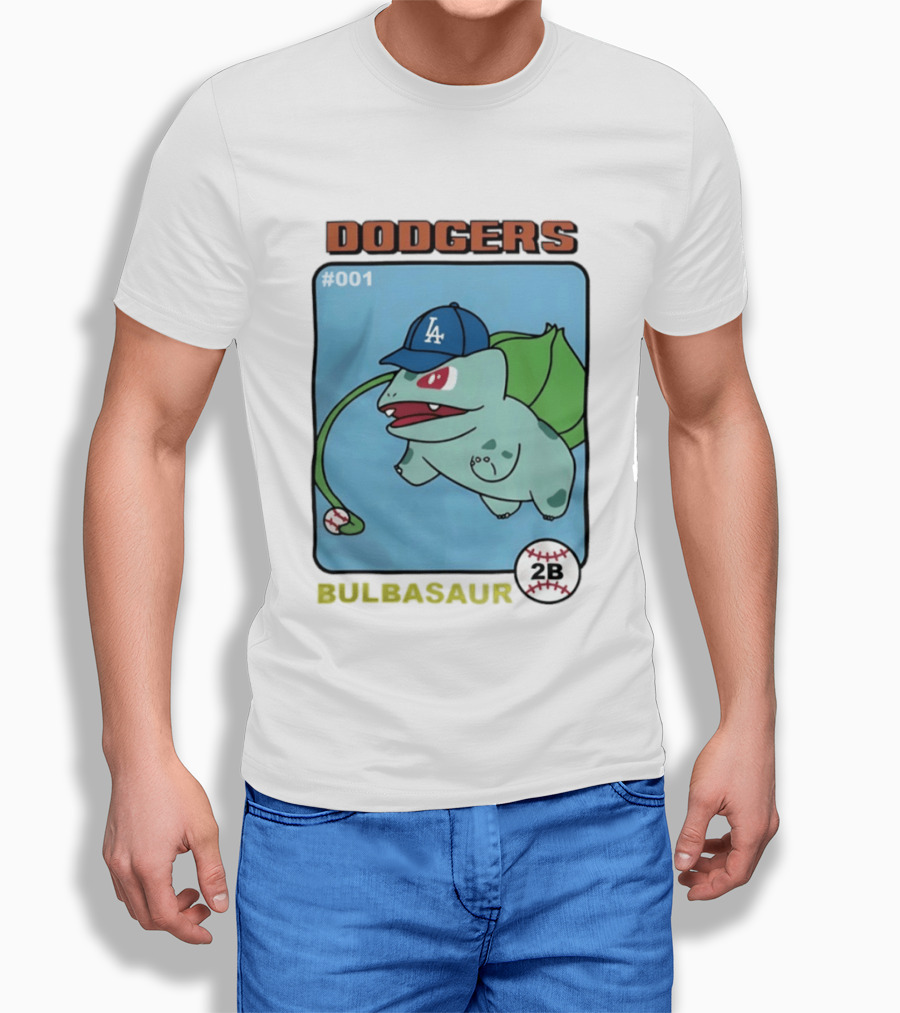 Dodgers Bulbasaur LA Baseball Anime Cartoon 2B T-Shirt